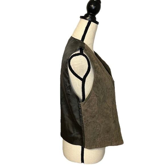 Vintage Kathy Ireland Green Suede Leather Vest 90s Y2k Size L Boho Western - Picture 5 of 7